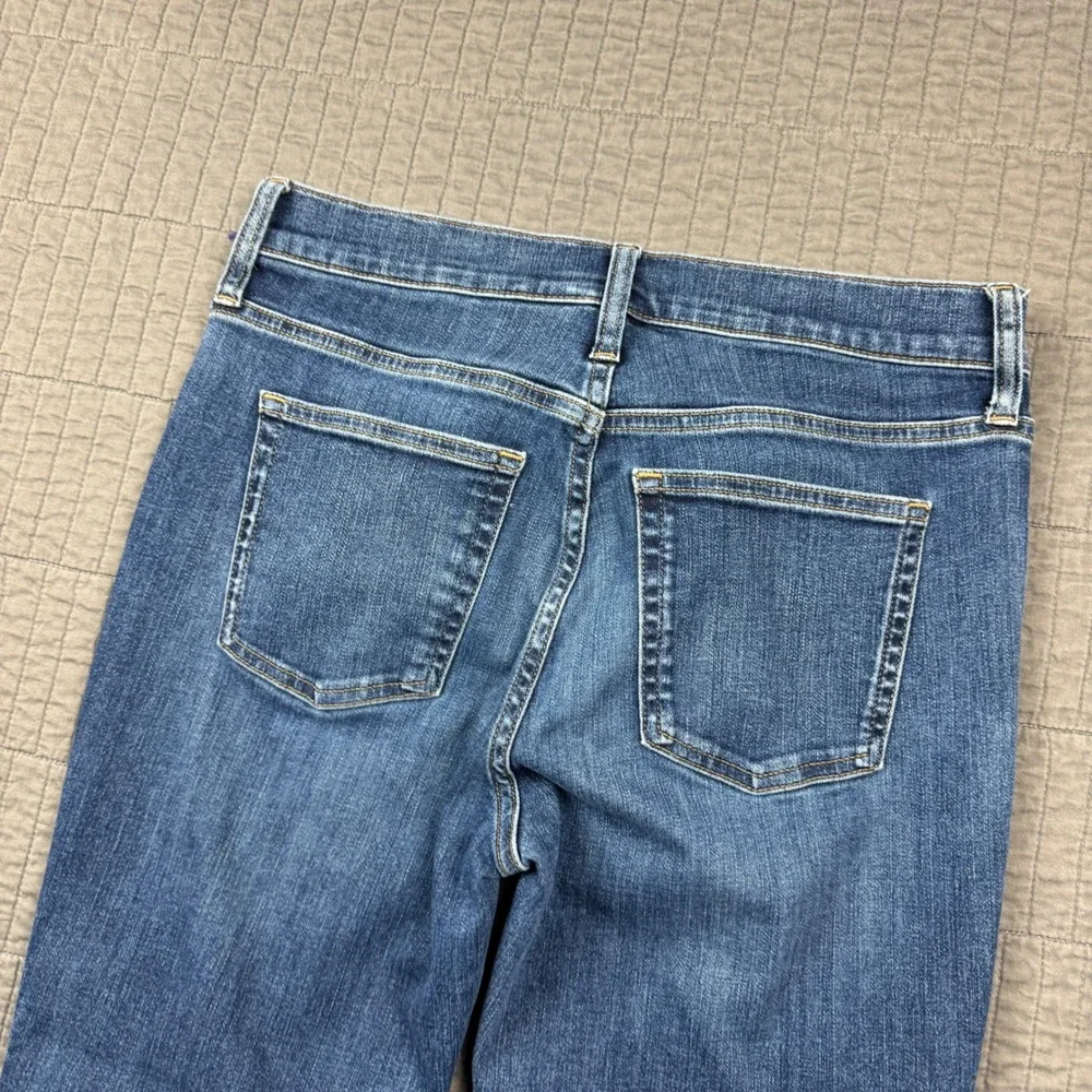 J Crew Vintage Slim Straight Jeans Medium Wash Raw Hem 27P Petite High Rise